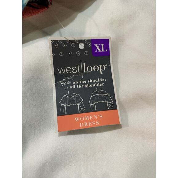 West Loop Women's Floral Dress Off Shoulders Ruffles Sz XL Off Black Floral - Picture 9 of 10